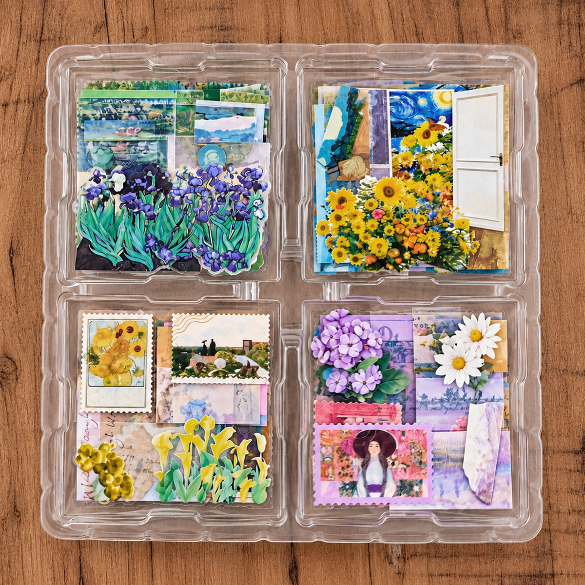 100pcs Cartelas PET Vintage Stickers - Van Gogh