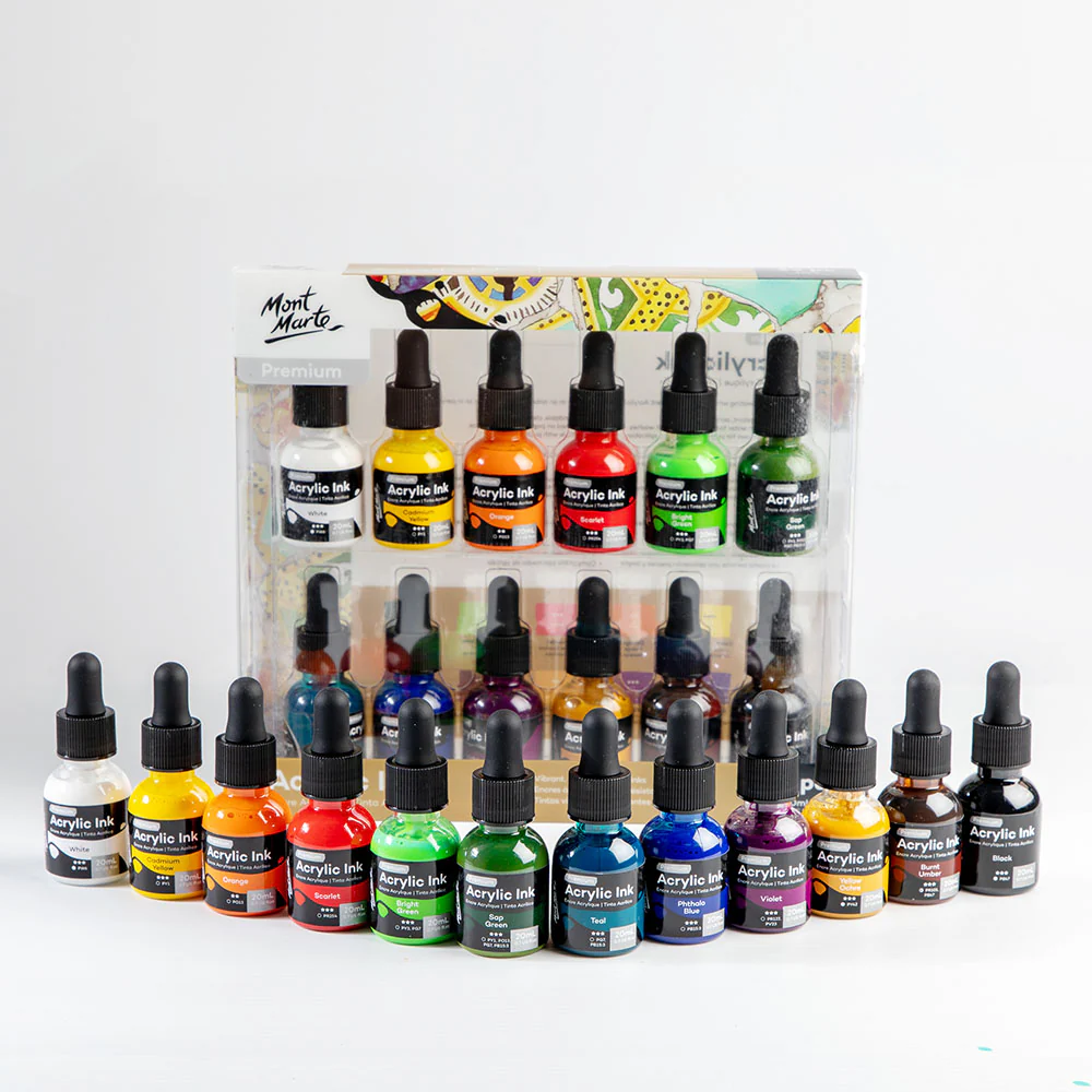 12pc Acrylic Ink Premium - 20m