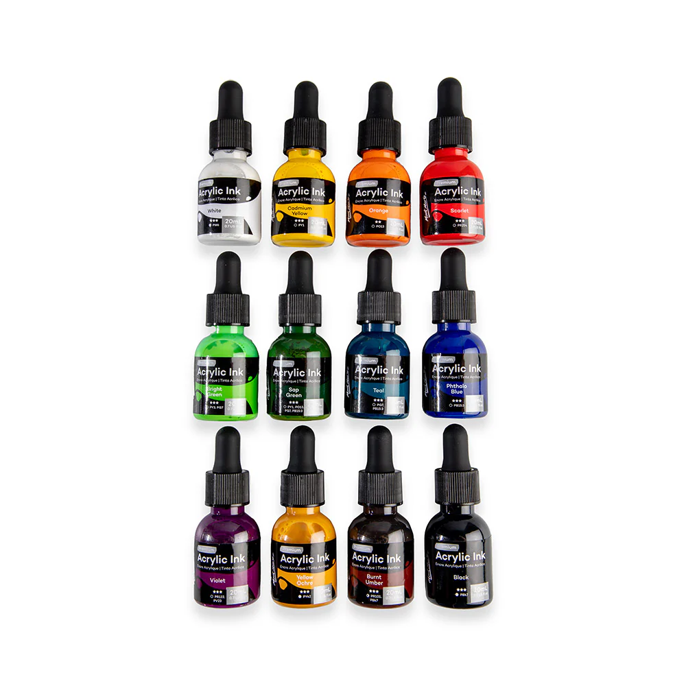 12pc Acrylic Ink Premium - 20m