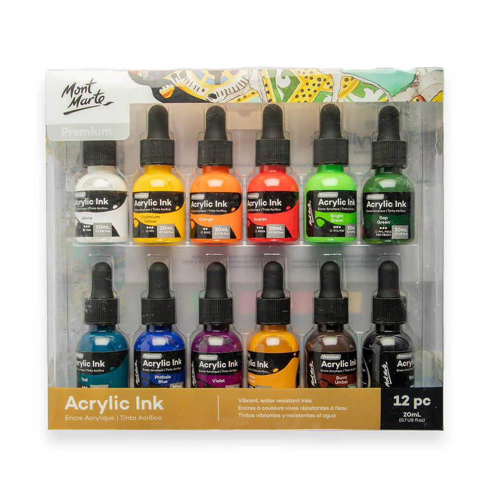 12pc Acrylic Ink Premium - 20m
