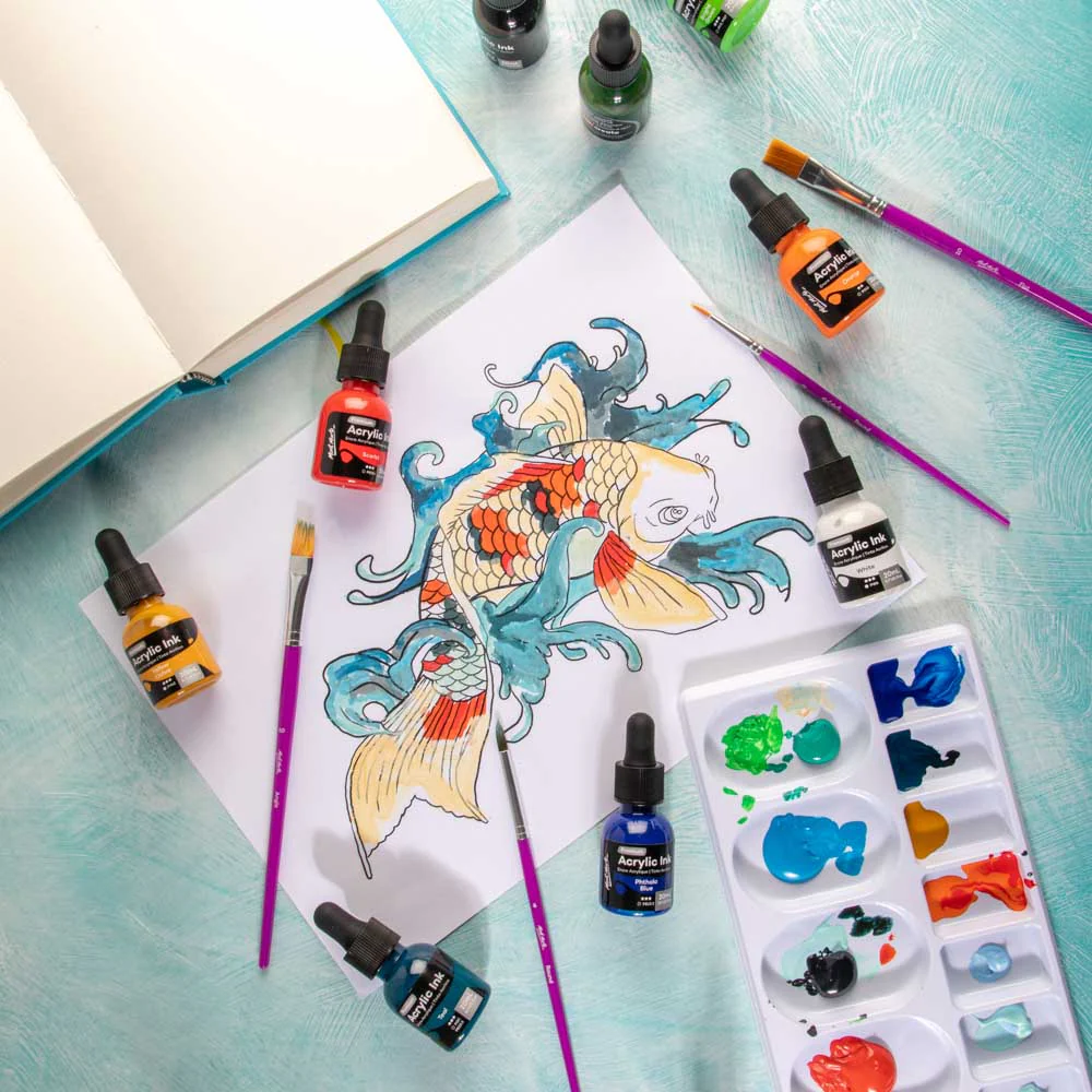 12pc Acrylic Ink Premium - 20m