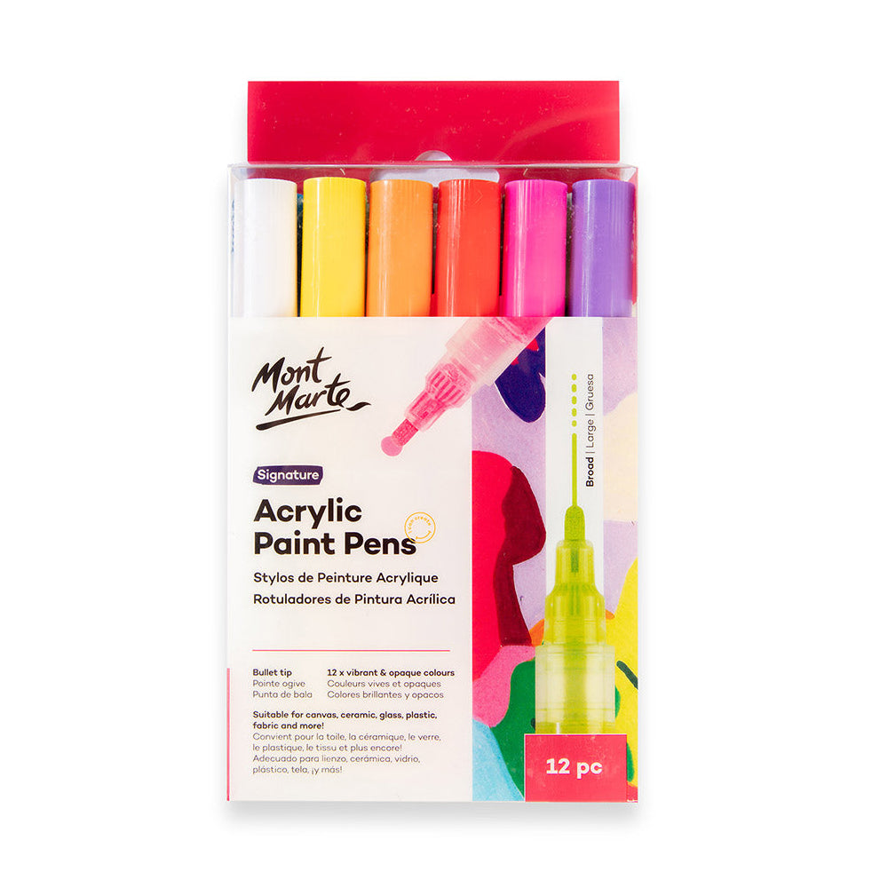 12pc Acrylic Paint Pens Broad - Mont Marte