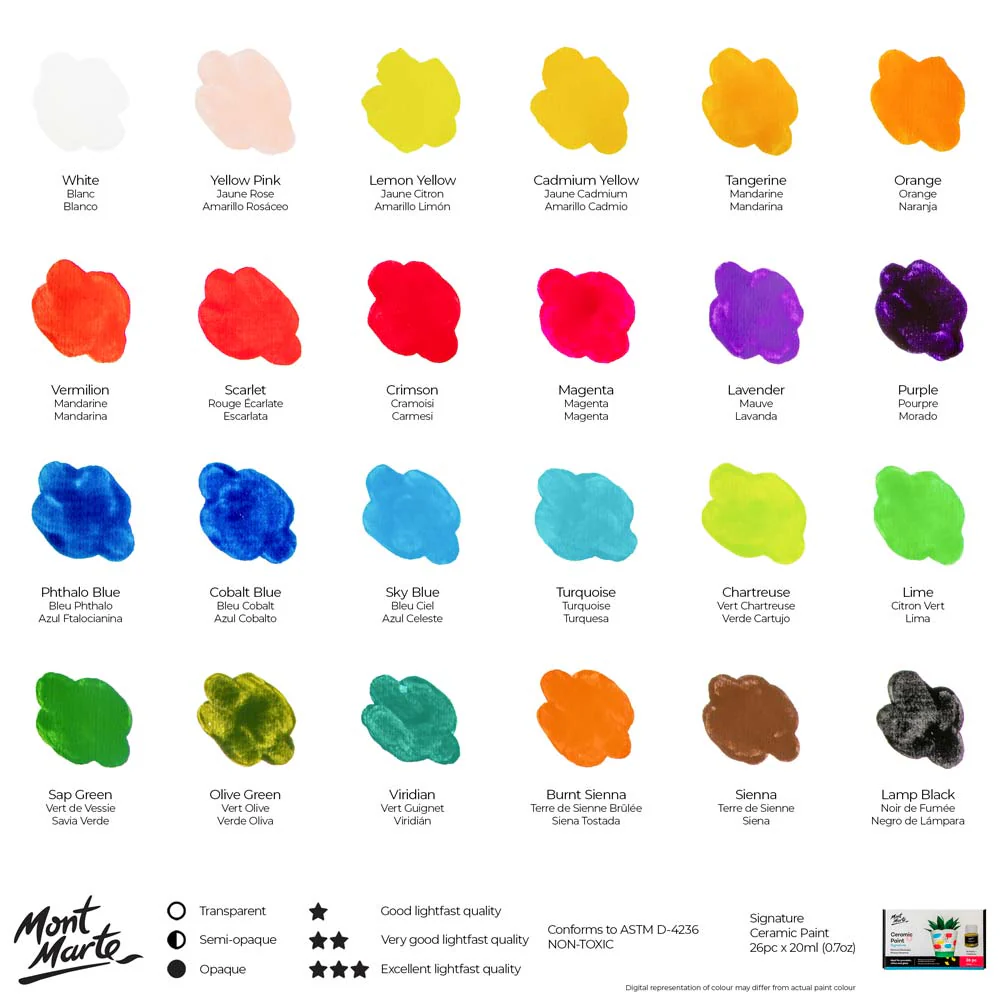 26Pcs Ceramic Paint 20ml - Mont Marte