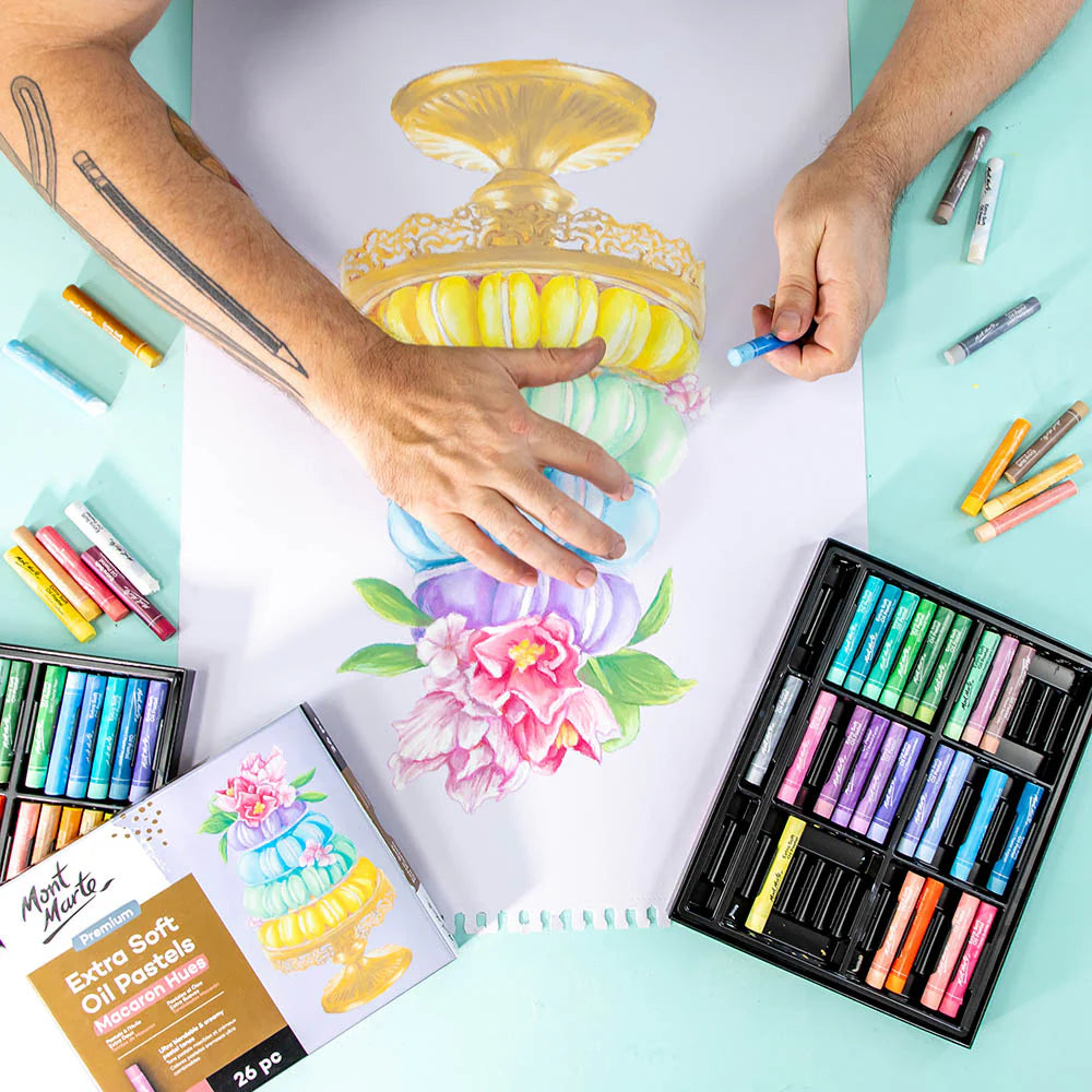 26pc Extra Soft Oil Pastels Macaroon Hues Premium - Mont Marte
