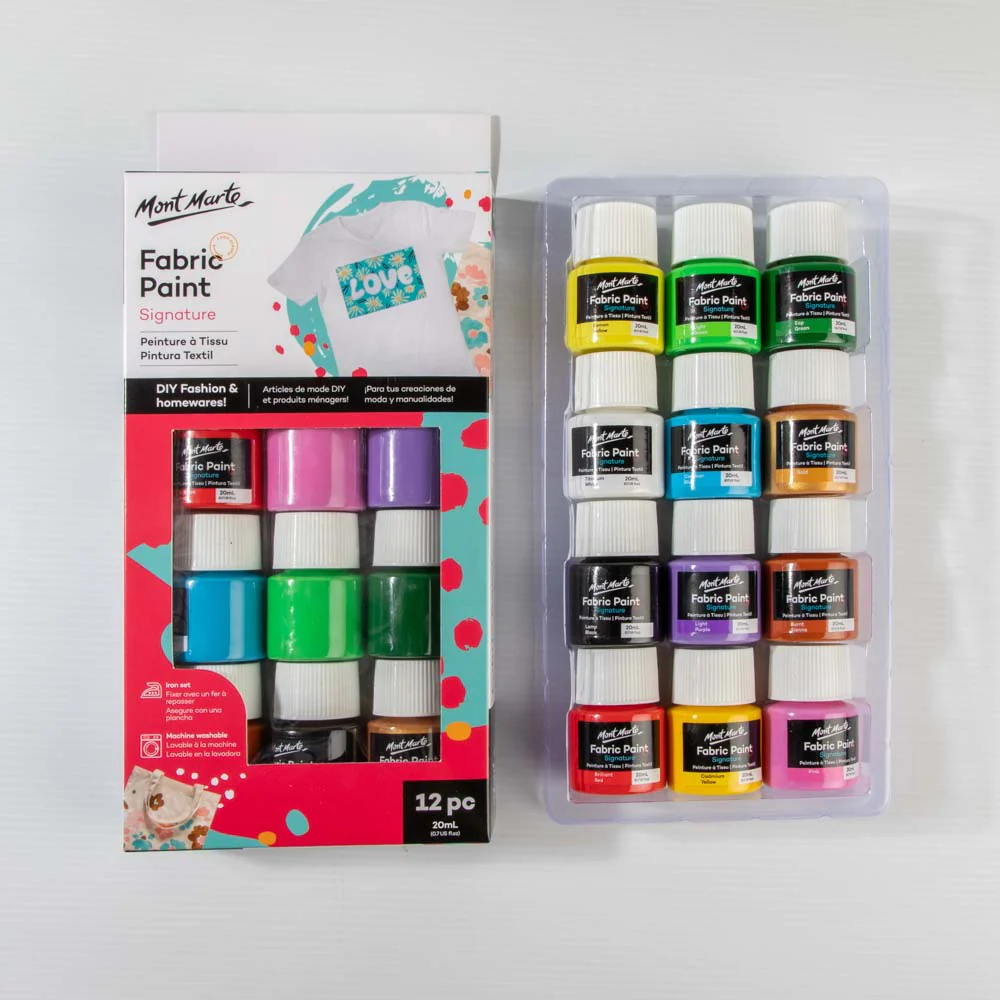 12pc Fabric Paint 20ml  - Mont Marte