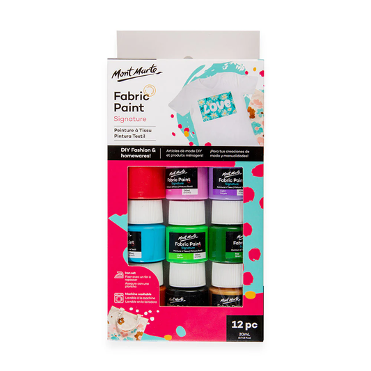 12pc Fabric Paint 20ml  - Mont Marte