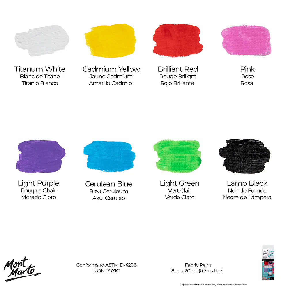 8pc Fabric Paint 20ml  - Mont Marte
