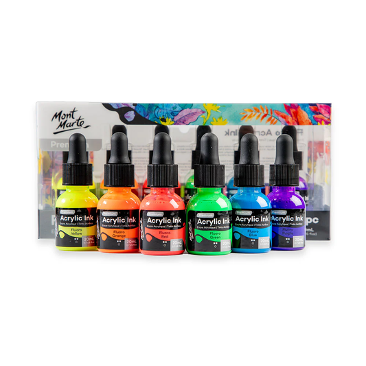 6pc Neon Acrylic Ink Premium - 20ml
