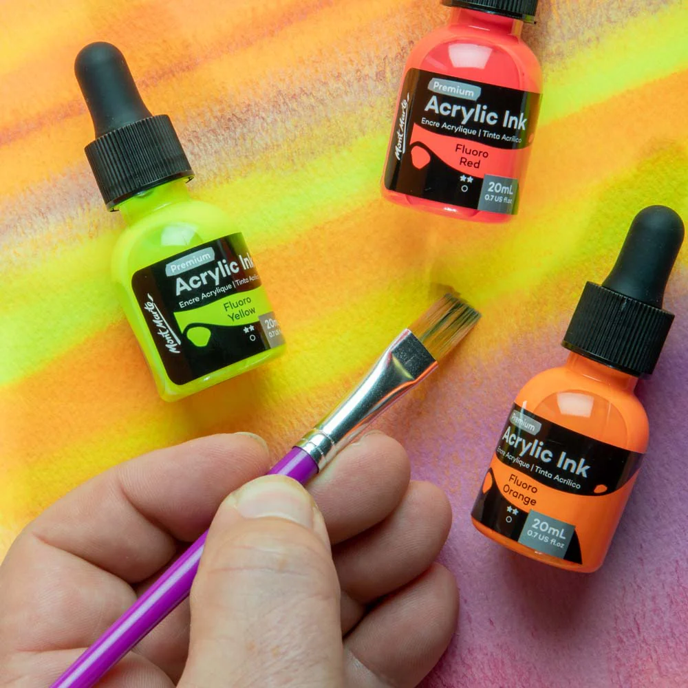 6pc Neon Acrylic Ink Premium - 20ml