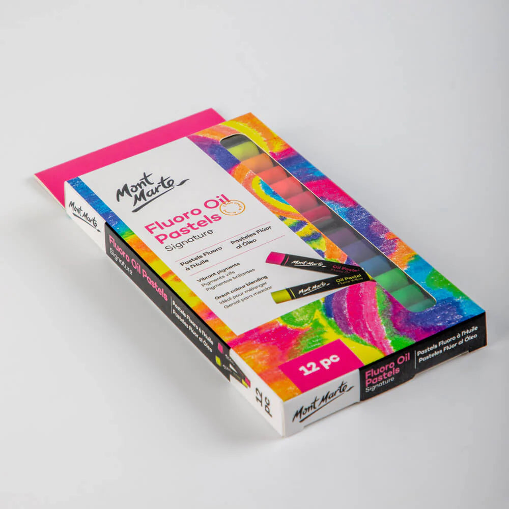 12pc Fluoro Oil Pastels - Mont Marte