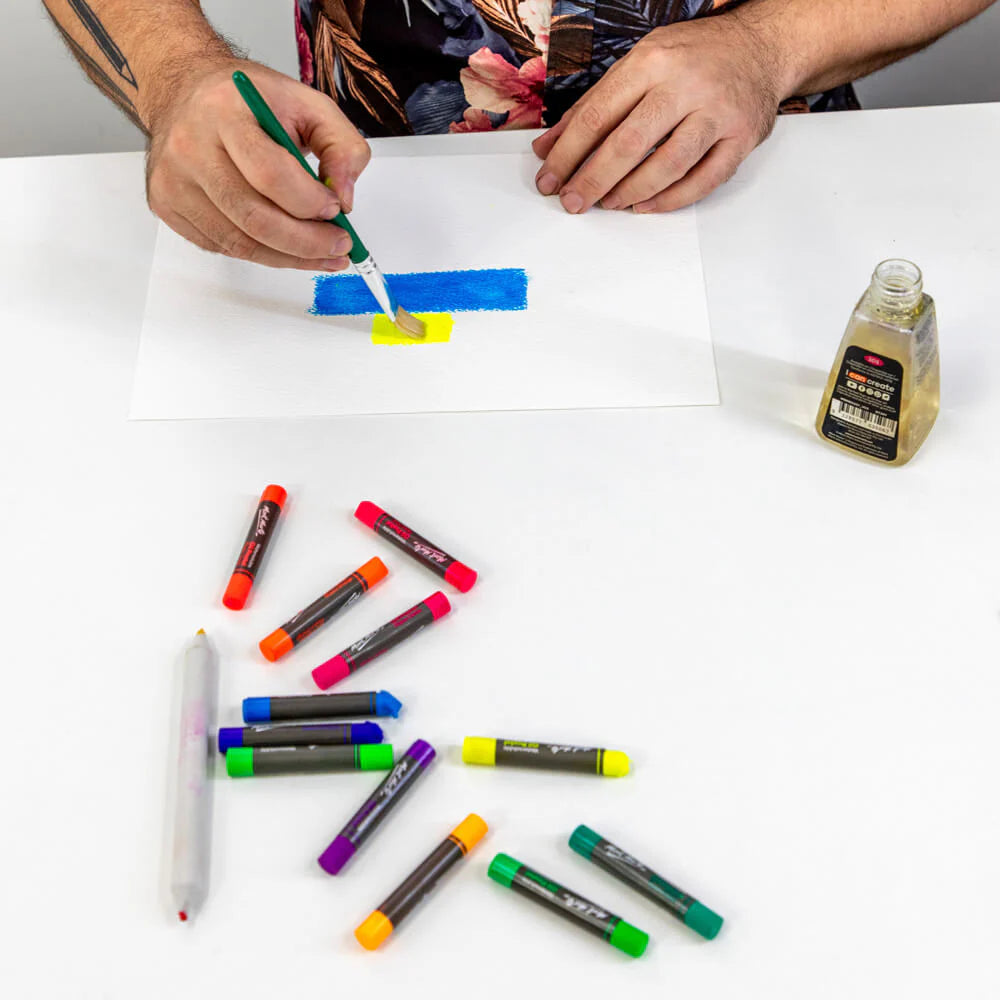 12pc Fluoro Oil Pastels - Mont Marte
