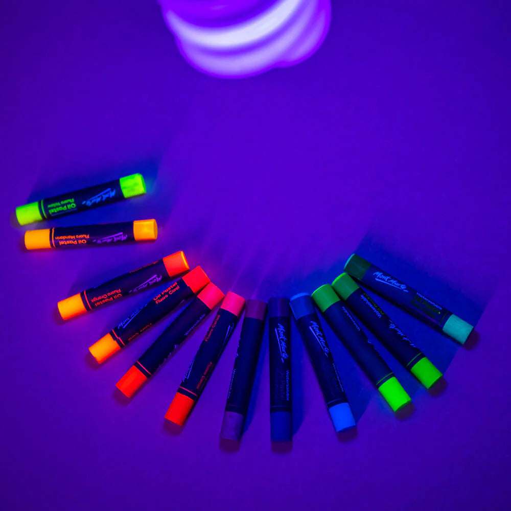 12pc Fluoro Oil Pastels - Mont Marte