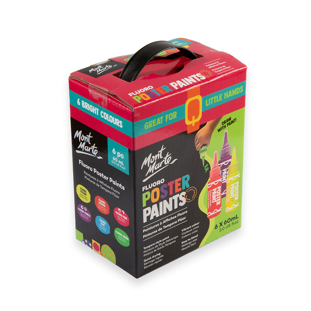 6pc Neon Poster Paints 60ml - Mont Marte