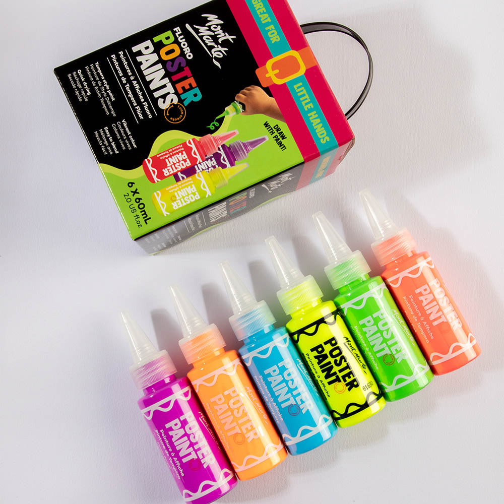 6pc Neon Poster Paints 60ml - Mont Marte