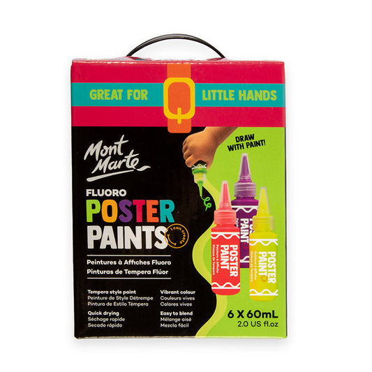 6pc Neon Poster Paints 60ml - Mont Marte