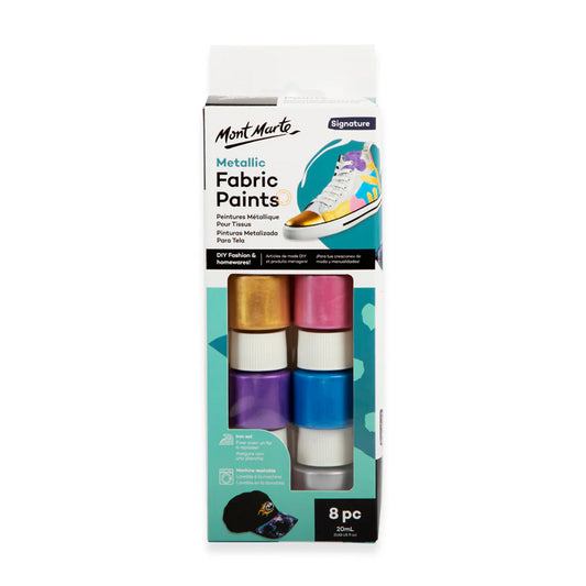 8pc Fabric Metallic Paint 20ml  - Mont Marte
