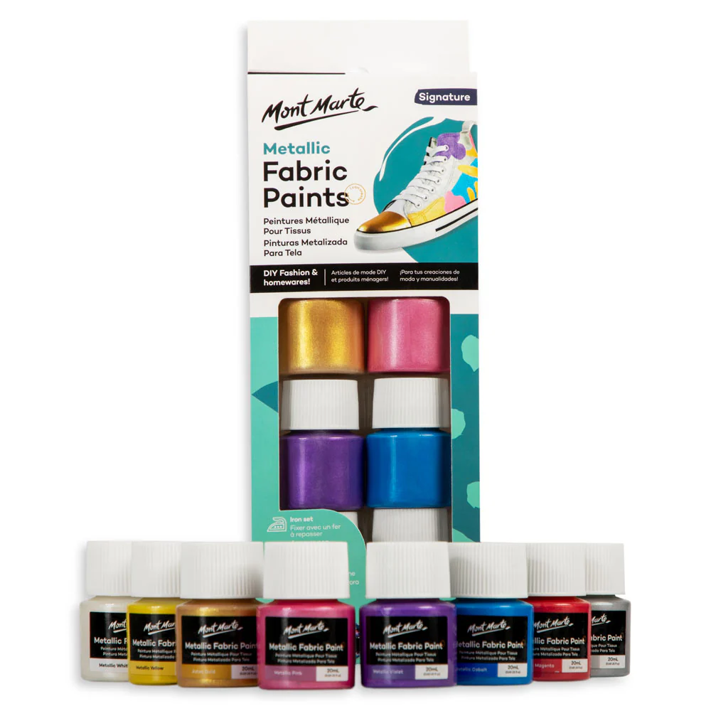 8pc Fabric Metallic Paint 20ml  - Mont Marte