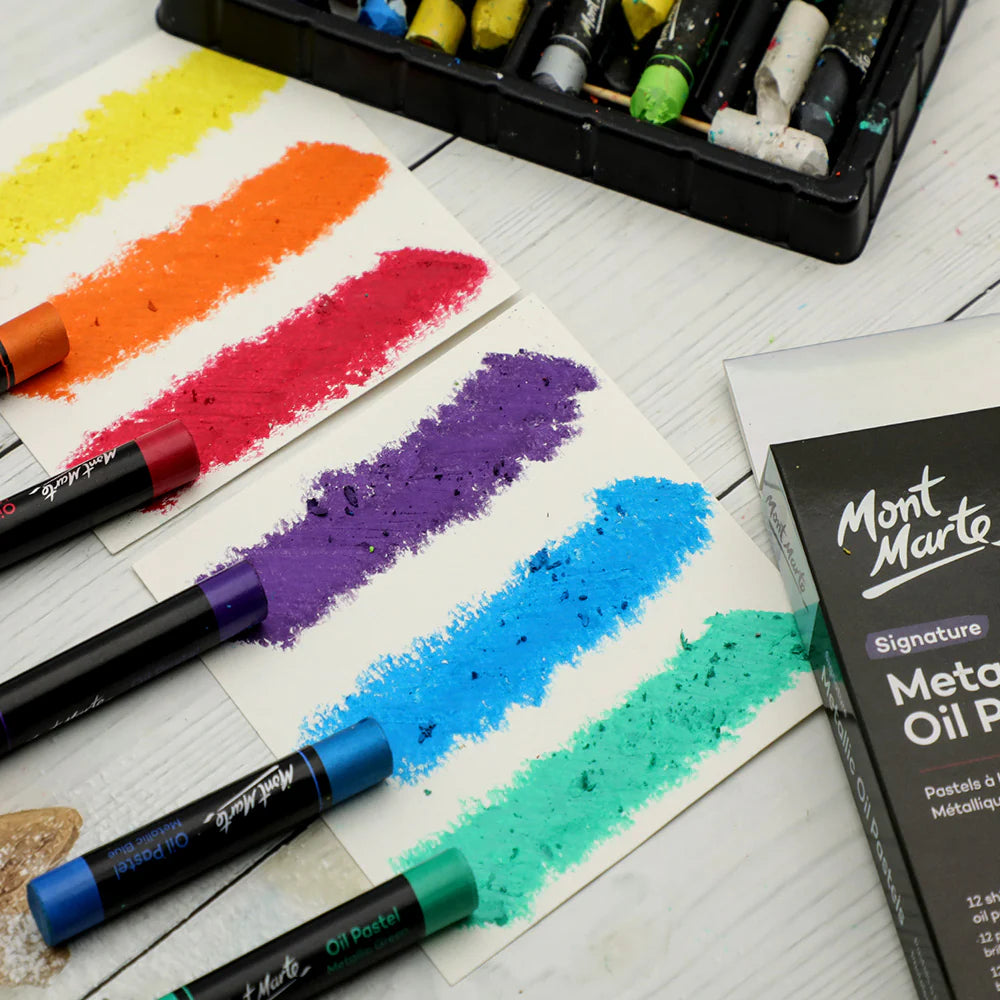 12pc Metallic Oil Pastels - Mont Marte