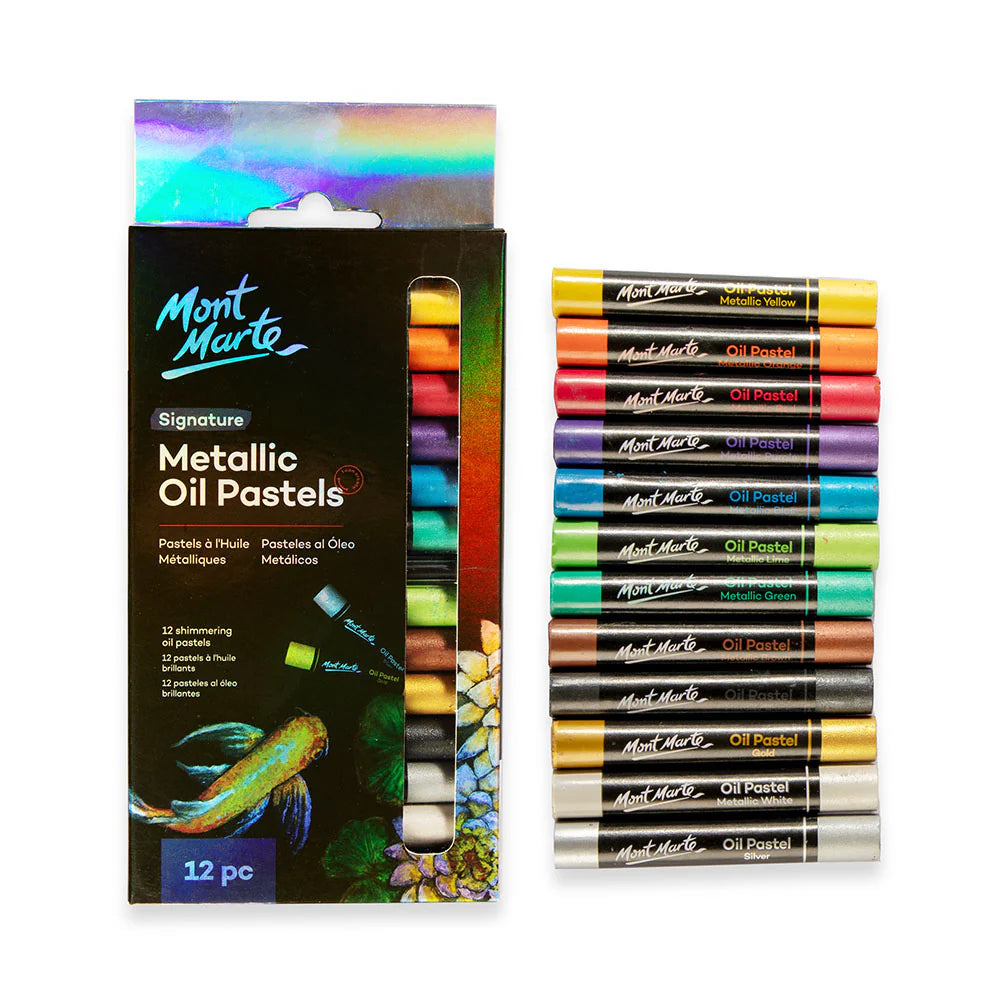 12pc Metallic Oil Pastels - Mont Marte