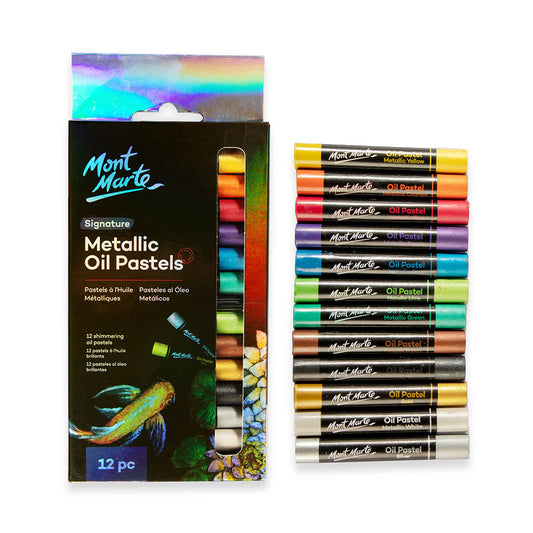 12pc Metallic Oil Pastels - Mont Marte