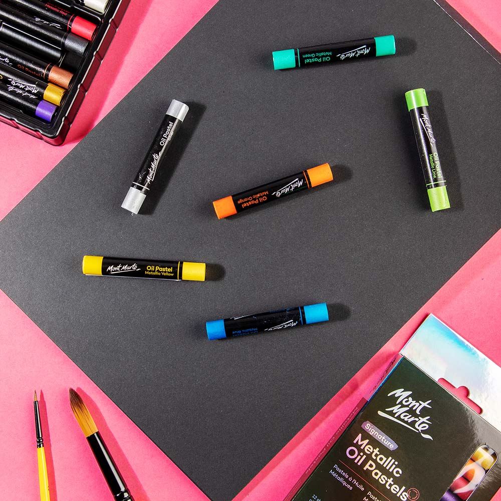 12pc Metallic Oil Pastels - Mont Marte
