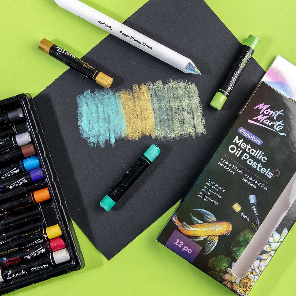 12pc Metallic Oil Pastels - Mont Marte