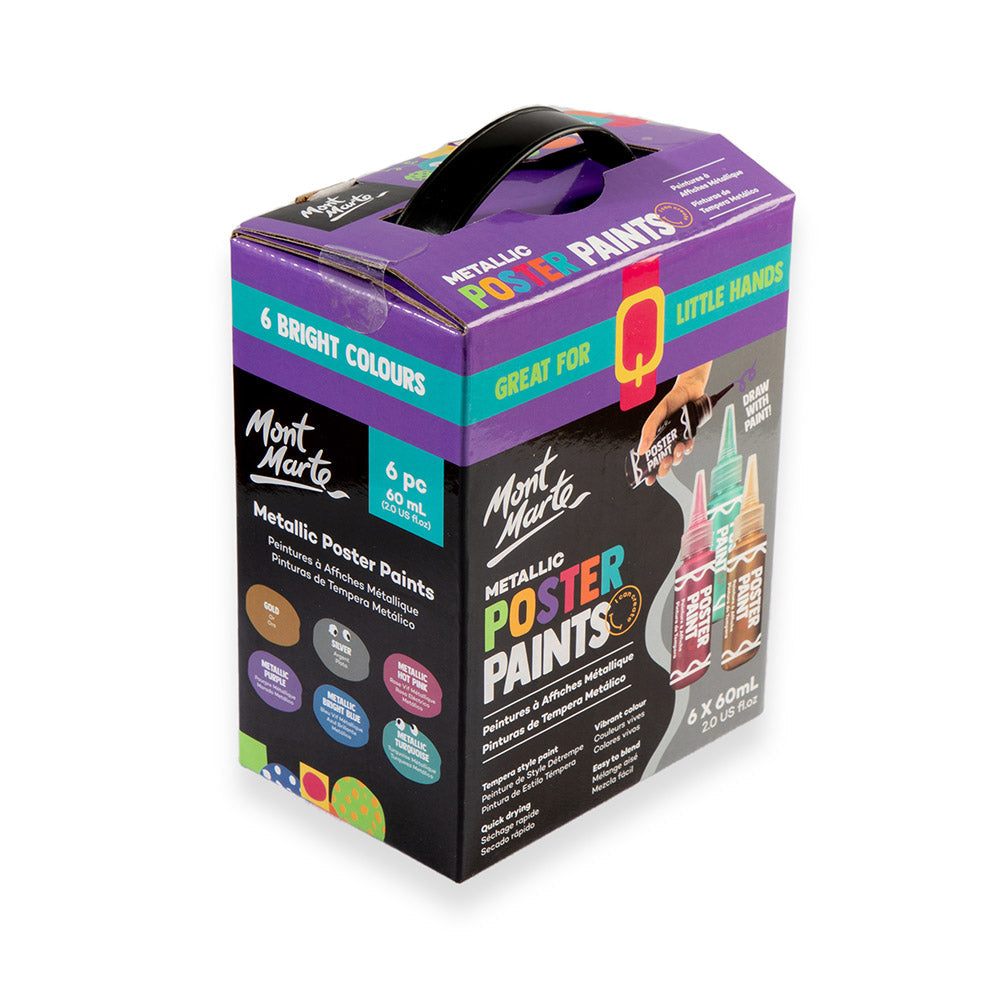 6pc Metallic Poster Paints 60ml - Mont Marte