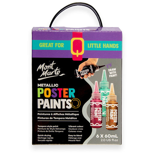 6pc Metallic Poster Paints 60ml - Mont Marte