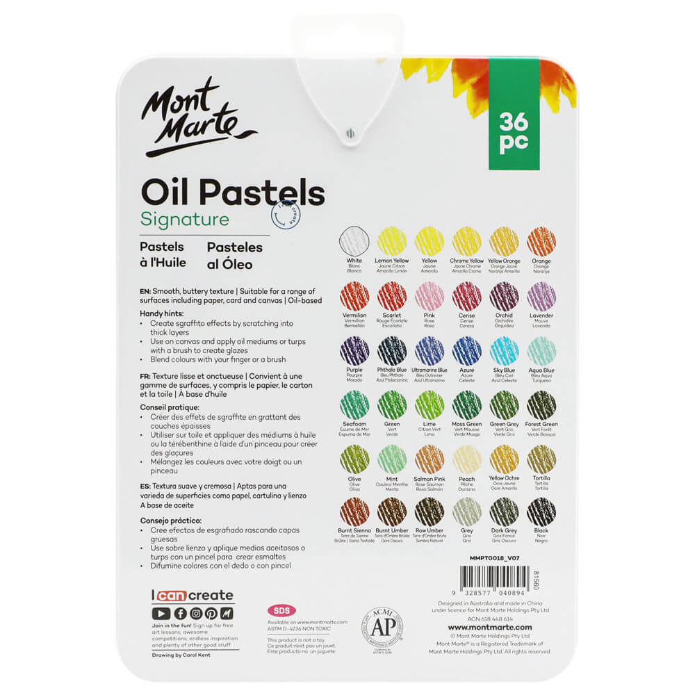 36pc Oil Pastels in Tin Box - Mont Marte