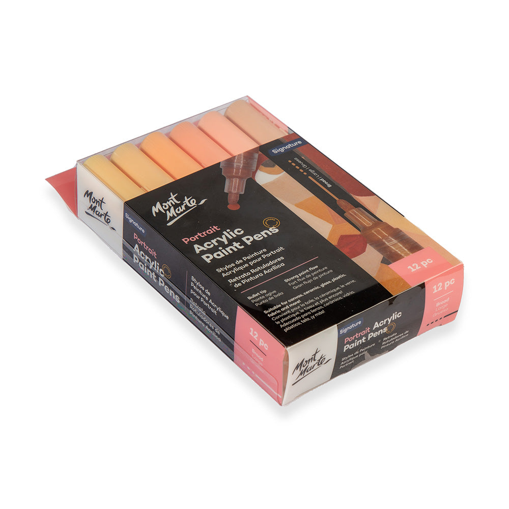 12pc Portrait Acrylic Paint Pens Broad - Mont Marte