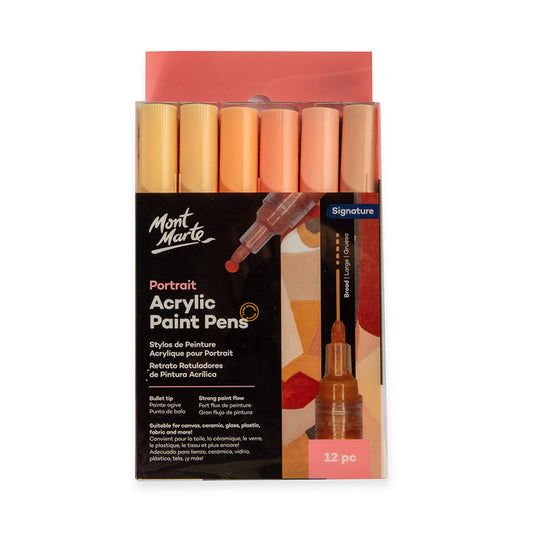 12pc Portrait Acrylic Paint Pens Broad - Mont Marte