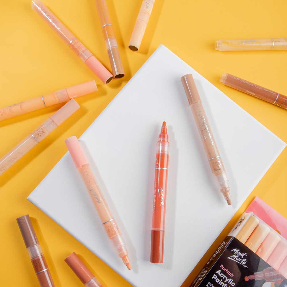 12pc Portrait Acrylic Paint Pens Broad - Mont Marte