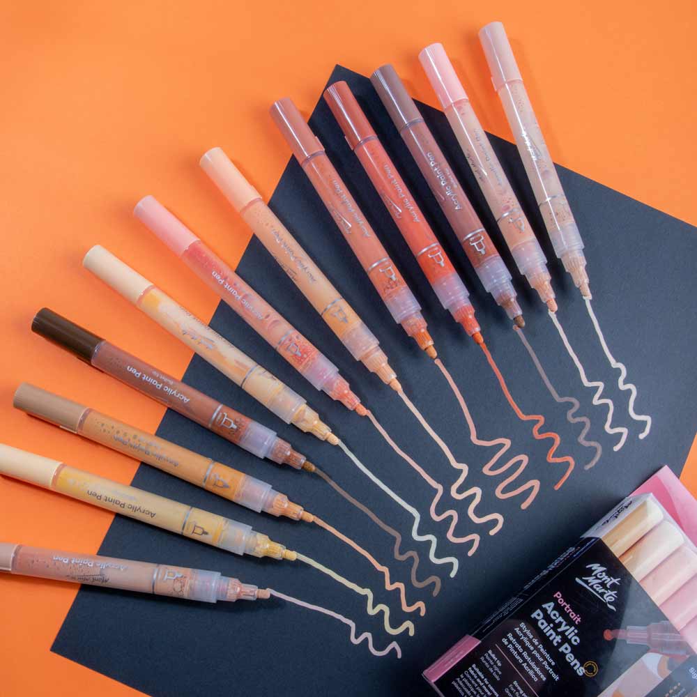 12pc Portrait Acrylic Paint Pens Broad - Mont Marte