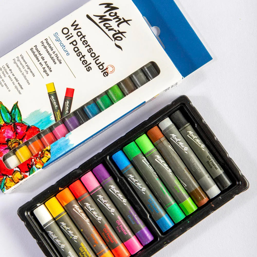 12pc Watersoluble Oil Pastels - Mont Marte