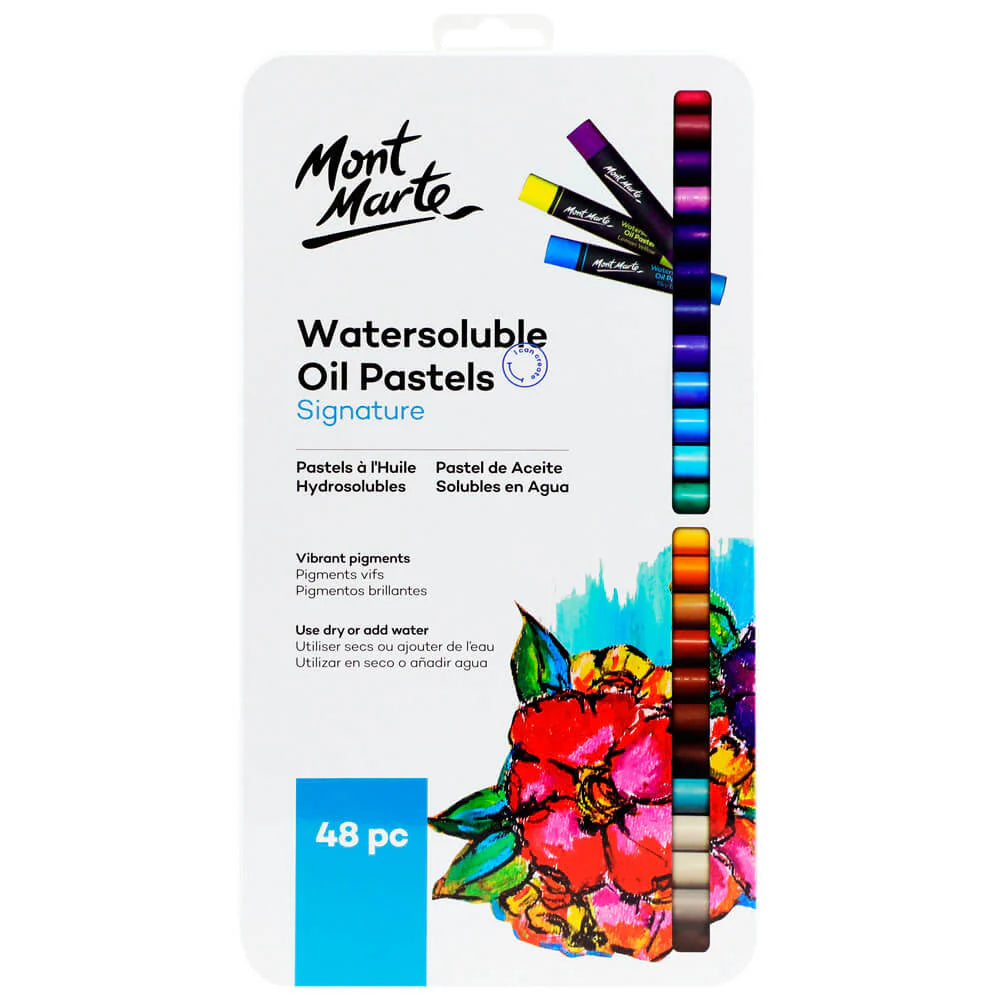 48pc Set Watersoluble Oil Pastels in Tin Box - Mont Marte