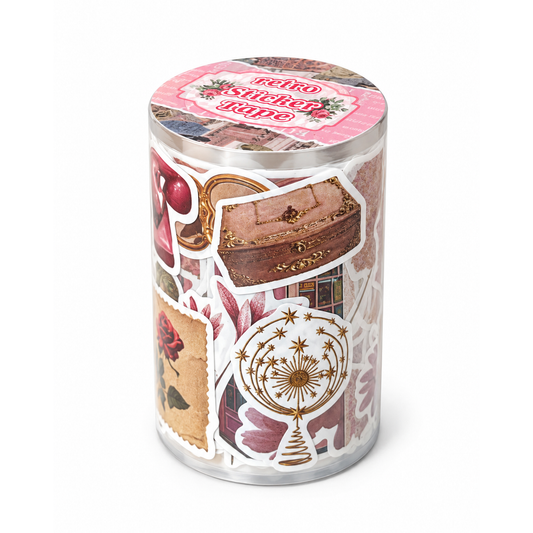 Vintage Washi Paper Stickers - Retro Style