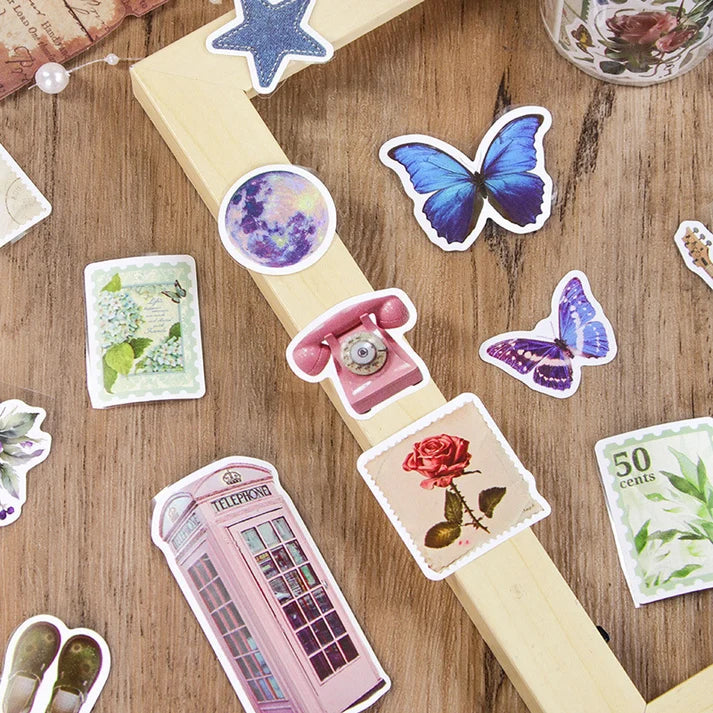 Vintage Washi Paper Stickers - Retro Style