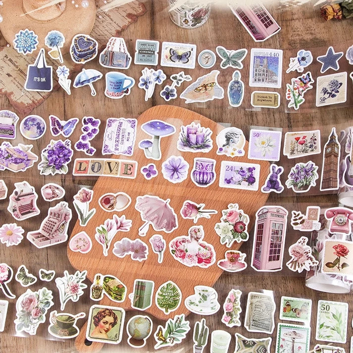 Vintage Washi Paper Stickers - Retro Style