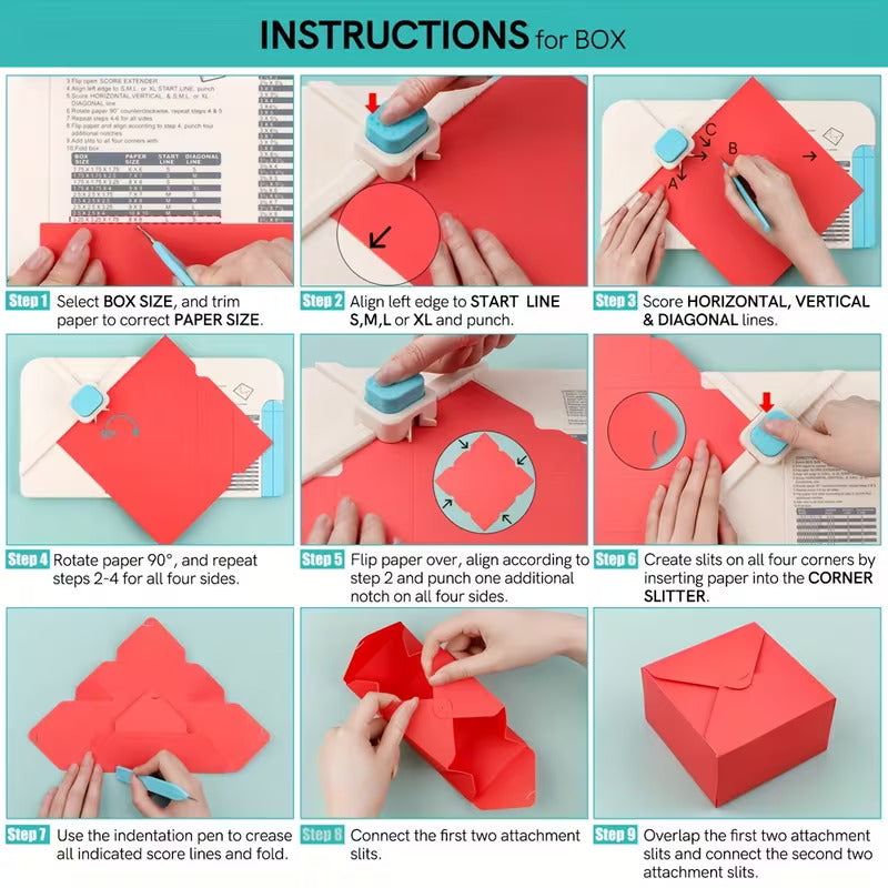 3-in-1 Plastic Craft Punch Board for DIY Envelopes, Gift Boxes & Bows