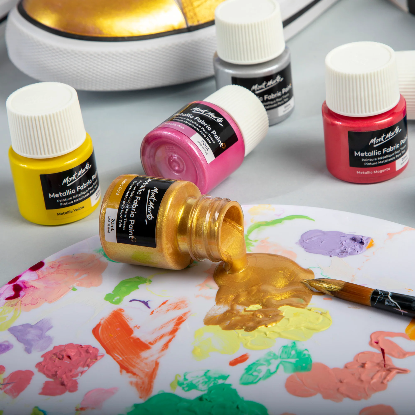 8pc Fabric Metallic Paint 20ml  - Mont Marte
