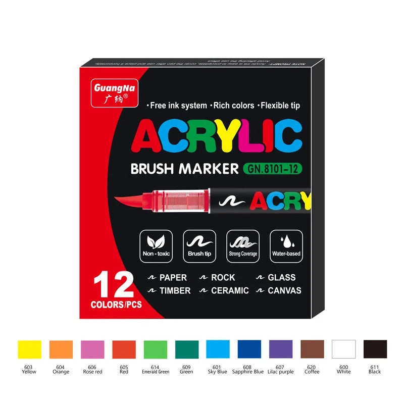 12pcs Acrylic brush pen - Guangna
