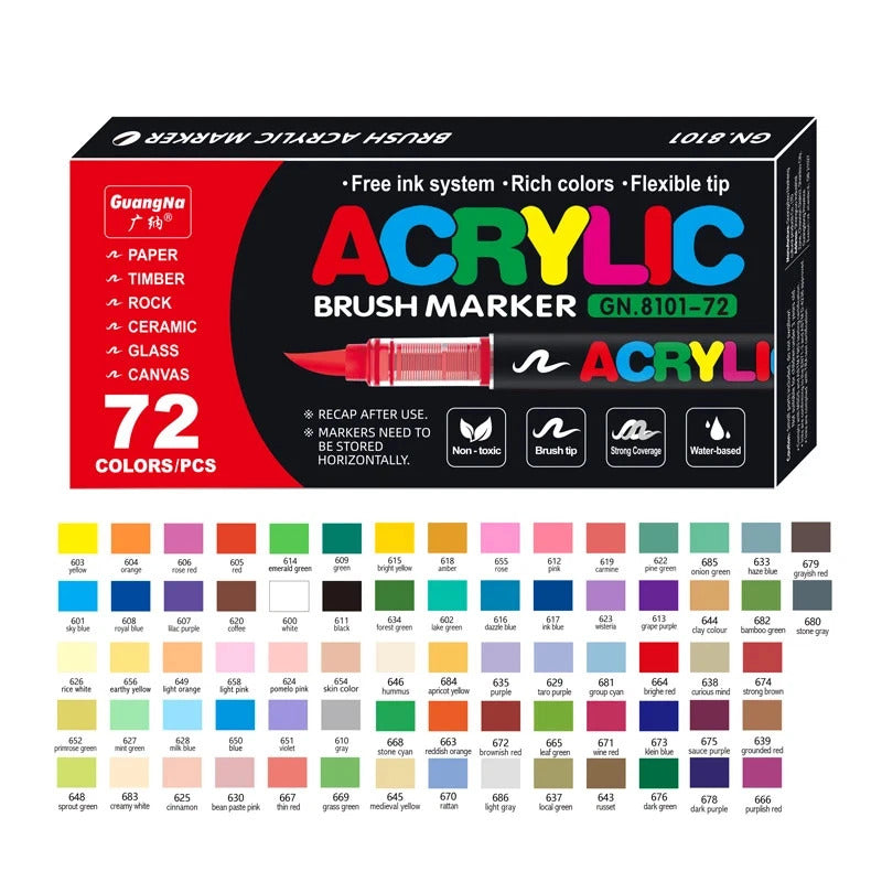 72pcs Acrylic brush pen - Guangna