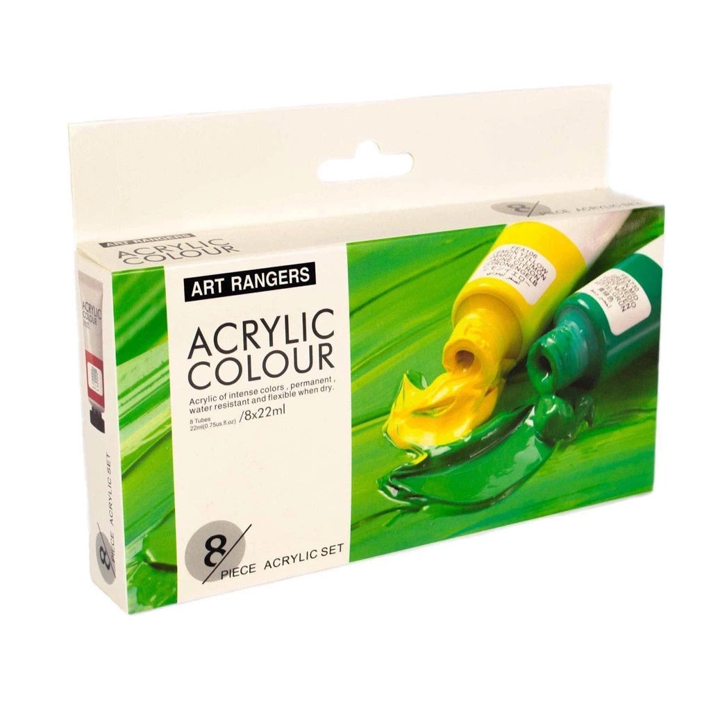 8 Tubes Acrylic Basic Colors Set 22 ml - Art rangers